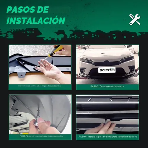 Vista 6 de SCITOO Alerón de borde de parachoques delantero mate negro para Ford Focus ST años 2013-2014 - Spoiler frontal de polipropileno