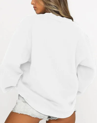 Vista 4 de Fanway&EC Sudadera de manga larga para mujer, casual, cuello redondo, sudadera con capucha de gran tamaño, para otoño
