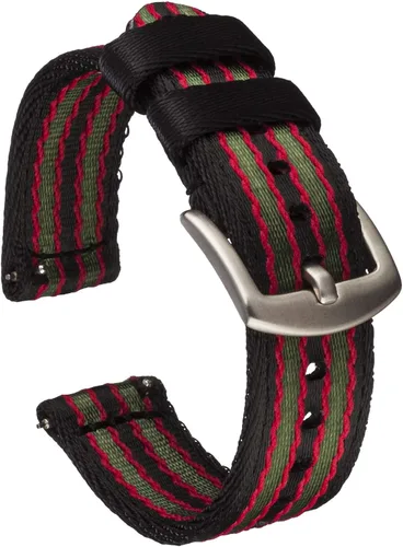 Vista 8 de Benchmark - Correa de reloj de nailon impermeable de alta calidad para hombres y mujeres, barras de resorte de liberación rápida integradas Verde