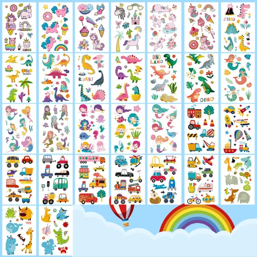 Vista 3 de Partywind 100 hojas (1150 estilos), tatuajes temporales para niños, rellenos de bolsas de golosinas, calcomanías de tatuaje falsas para niños