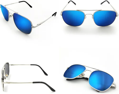 Vista 4 de J+S Lentes de sol de aviador cuadrados clásicos de estilo militar, polarizados, 100% protección UV para hombres y mujeres