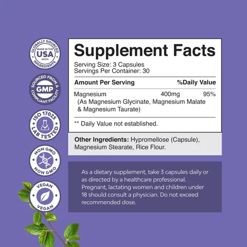 Vista 7 de Triple Magnesium Complex Capsules with Glycinate & Malate - 90 Count