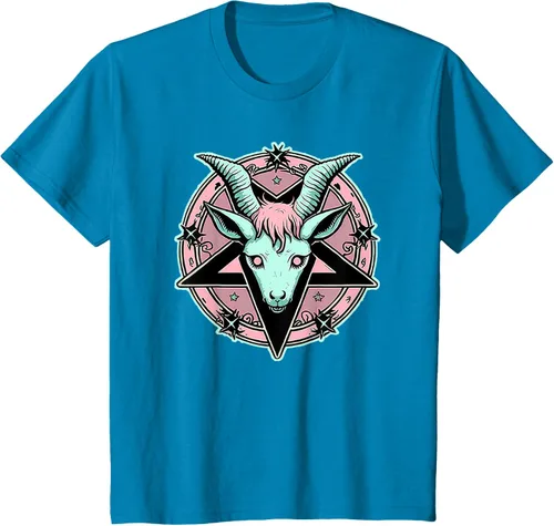 Vista 80 de Camiseta Kawaii Paste Creepy Goat Pentacle, Negro