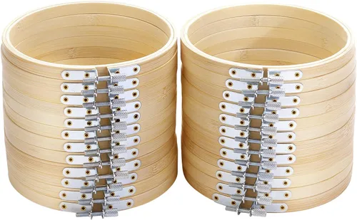 Vista 8 de Caydo Aros de bordado pequeños de 2.5 pulgadas a granel, 24 piezas Aro de punto de cruz de bambú círculo mini bordado aros para adornos