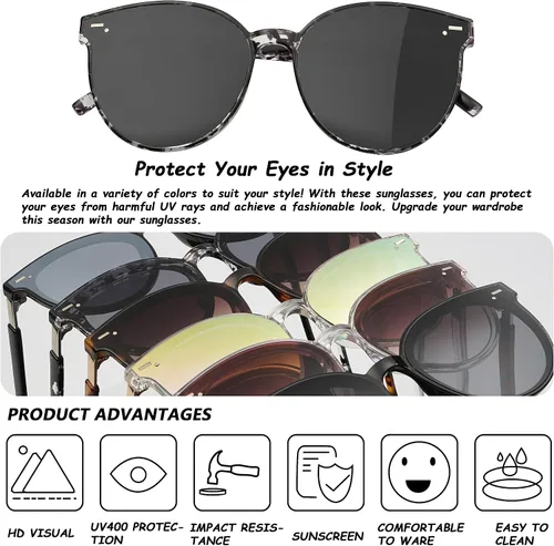 Vista 5 de Yaserra Classic Round Sunglasses Retro Vintage Shades