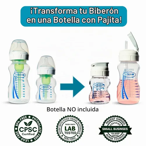 Vista 2 de Tapa con popote superior abatible para biberones de cuello ancho del Dr