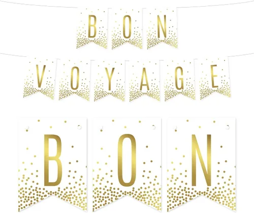 Vista 20 de Andaz Press Decoraciones divertidas de pancarta con diseño de confeti dorado metálico sobre blanco para fiestas de jubilación, la aventura comienza