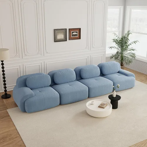 Vista 101 de Sofás modulares sin hueso de 152.8 pulgadas para sala de estar, sofá modular con diván en forma de L, cómodo asiento profundo tapizado de tela