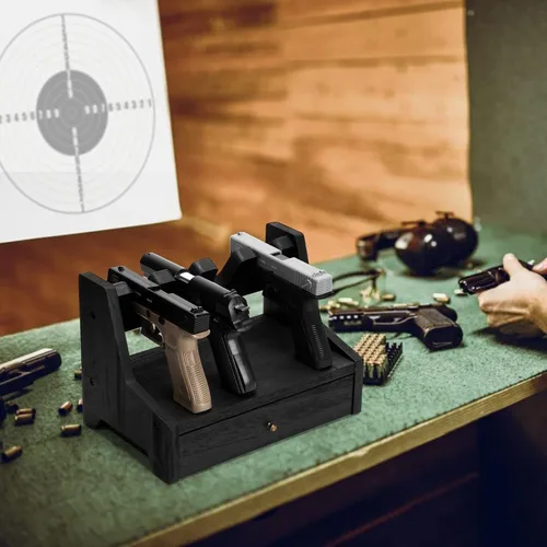 Vista 6 de DGWJSU Estante para Pistolas Caja Fuerte de Armas, Soporte de Estante para Pistolas de Madera Real para Accesorios de Gabinete de Armas, Organizador