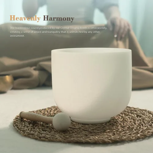 Vista 5 de TOPFUND 528 Hz Solfeggio Crystal Singing Bowl 8 inch with Heavy Duty Carrying Case and Suede Mallet