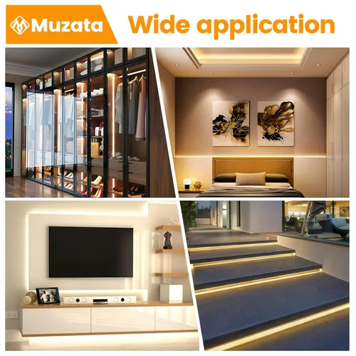 Vista 7 de Muzata Paquete de 20 canales LED de aluminio negro con cubierta blanca lechosa U102 BW 1M 18x8.5mm Wide LED Channel, Fits Up to 16mm Strips, U102