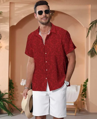 Vista 153 de KYKU - Camisa hawaiana funky para hombre, ropa tropical para vacaciones en Palm Beach