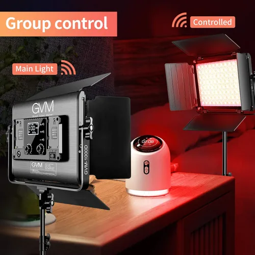 Vista 11 de GVM - Luz de video LED RGB con control Bluetooth, kit de iluminación de video 1000D PRO de 360° a todo color con 736 cuentas LED, 2 paquetes de luz