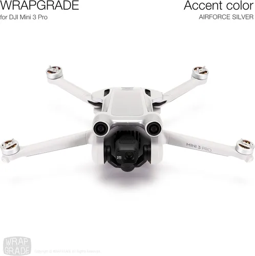 Vista 2 de WRAPGRADE Adhesivos para la piel compatibles con DJI Mini 3 Pro Color de acento (Airforce Silver)