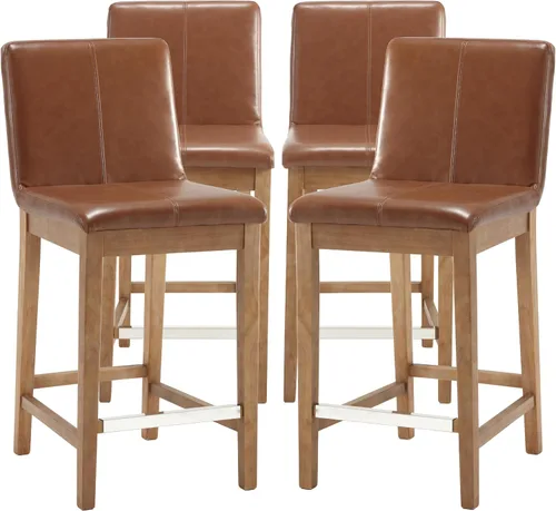 Vista 28 de Kmax Juego de 2 taburetes de bar de 26 pulgadas de altura de mostrador, taburetes tapizados para encimera de cocina con soporte trasero, taburetes