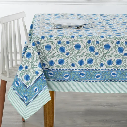 Vista 381 de Ridhi Mantel cuadrado con estampado de bloques de mano de caléndula ámbar
