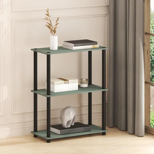 Vista 127 de Furinno Turn-N-Tube - Estantes de almacenamiento, estante para libros de 3 niveles, estante esquinero, estantes abiertos sin herramientas