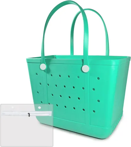 Vista 14 de Extra Large Rubber Beach Bag Tote Bag for Women Waterproof Bag Almendra