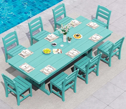 Vista 26 de SERWALL Outdoor 84" HDPE Rectangular Dining Table for 6-8,All-Weather,Aruba