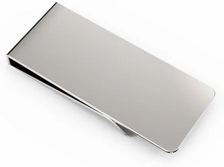 Vista 2 de Executive Gift Shoppe Clip de dinero plegable francés de plata pulida con grabado personalizado