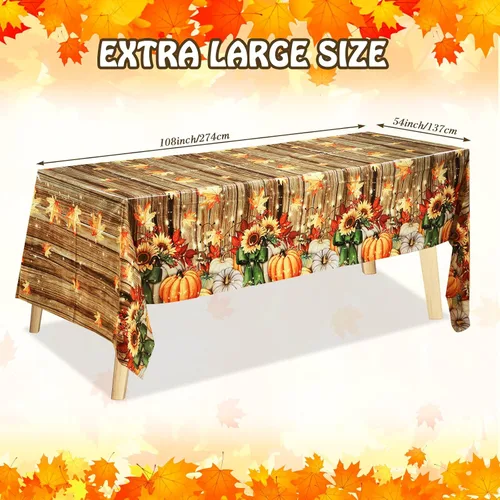 Vista 3 de Tranqun - 4 manteles de plástico para otoño, 108 x 54 pulgadas