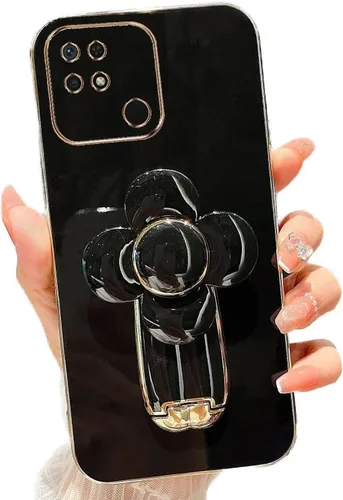 Vista 55 de Miagon - Funda con soporte para Xiaomi Redmi A1, galvanizado suave TPU protector delgado a prueba de golpes con molinete giratorio soporte de flores