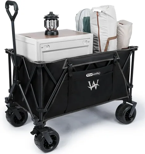 Vista 8 de Whitsunday Carro plegable de alta resistencia, carro utilitario de carga de 380 libras con ruedas grandes todo terreno, carro plegable al aire libre