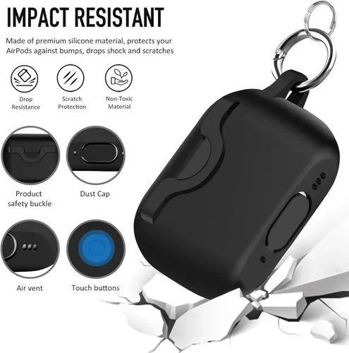 Vista 2 de Funda de silicona compatible con Apple Airpods Pro 2 y Pro, divertida funda antipérdida [compatible con carga inalámbrica] (verde menta)