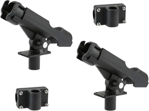 Vista 2 de HiUmi Adjustable Black Fishing Rod Holder for Boat Kayak Swivel Side Mount Kits Tackle