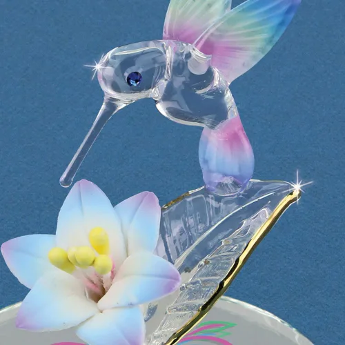 Vista 3 de Glass Baron Figura de cristal de colibrí azul, 2.25 pulgadas de alto