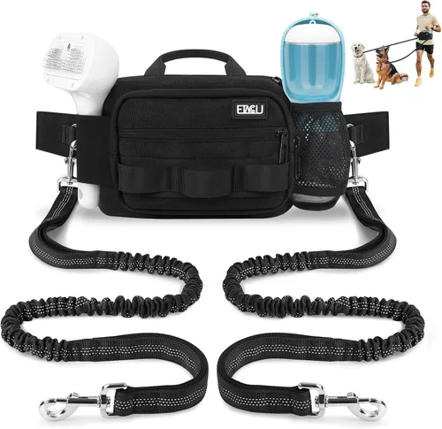 Vista 10 de ETACCU - Correa para perro manos libres con bolsa para teléfono 1 Perro Azul-negro