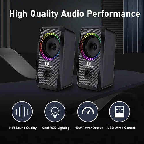 Vista 5 de Teclado de juego 5 en 1 con cable para auriculares y altavoz Combo con retroiluminación multi RGB ergonómico de 104 teclas de micrófono ajustable