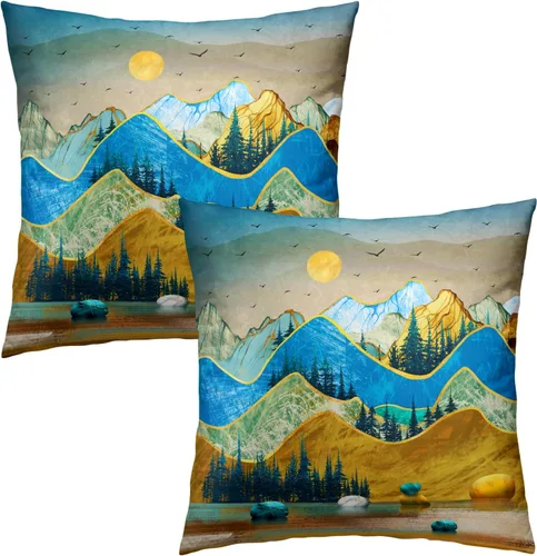 Vista 260 de Giwawa Juego de 2 fundas de almohada decorativas con diseño floral de girasol de 16 x 16 pulgadas, fundas de cojín decorativas para el hogar, sofá