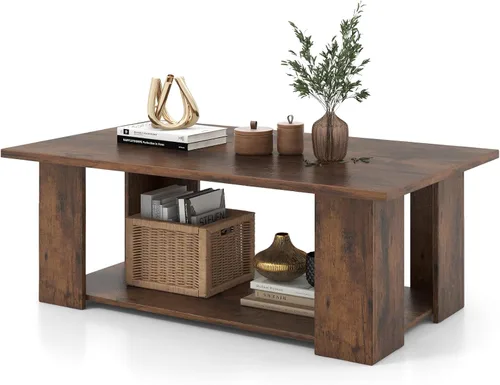 Vista 10 de GOFLAME Mesa auxiliar con almacenamiento, mesa central moderna para espacios pequeños, mesas de té decorativas para sala de estar, sala de Negro