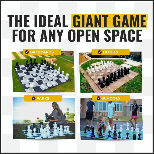 Vista 3 de MegaChess Juego de ajedrez gigante con tamaño King de 16 pulgadas de alto, un juego de ajedrez grande para familias que buscan juegos gigantes al