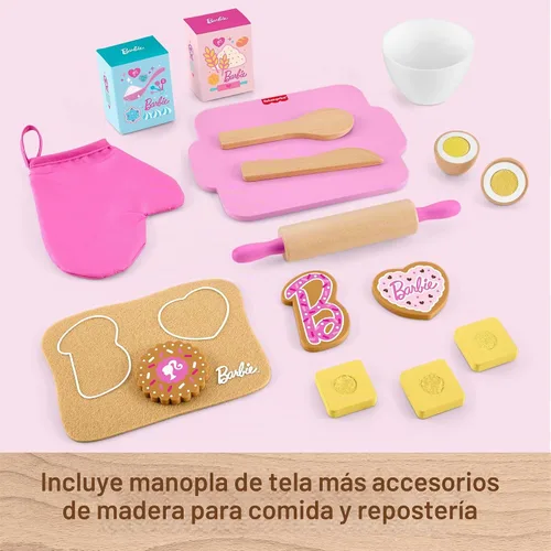Vista 4 de Fisher-Price Juego de hornear galletas Barbie de madera