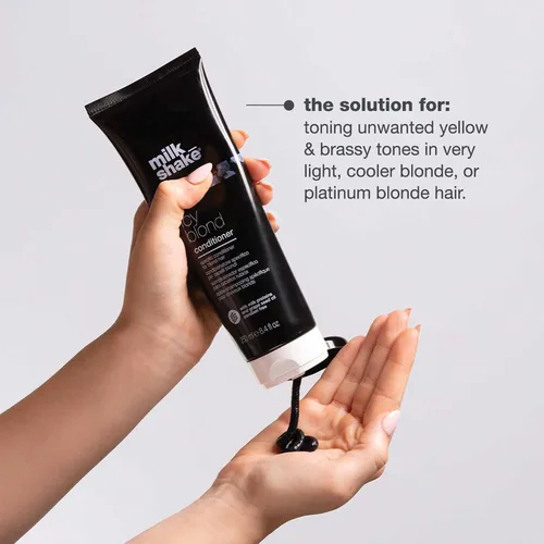 Vista 6 de Acondicionador milk_shake icy blond acondicionador tonificante galardonado con pigmento negro para neutralizar el amarillo y el latón en cabello