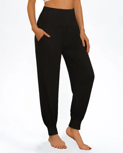 Vista 6 de Kivdol Paquete de 3 pantalones de yoga cómodos para mujer, holgados, de cintura alta, pantalones de entrenamiento cómodos con bolsillos