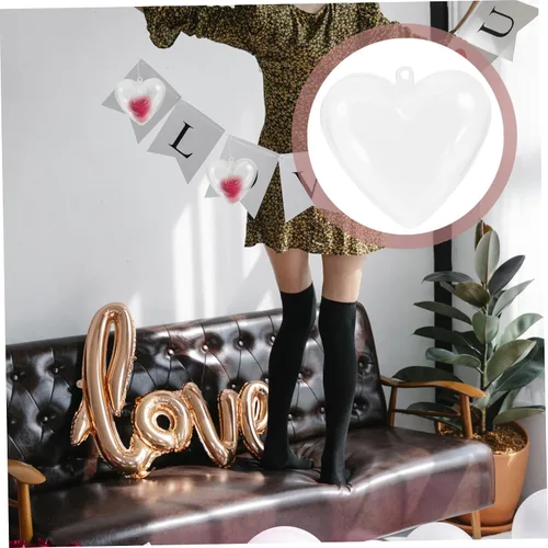 Vista 6 de 10 adornos de corazón rellenables para manualidades, adornos de Navidad en forma de corazón transparente para árbol de Navidad, boda, decoración
