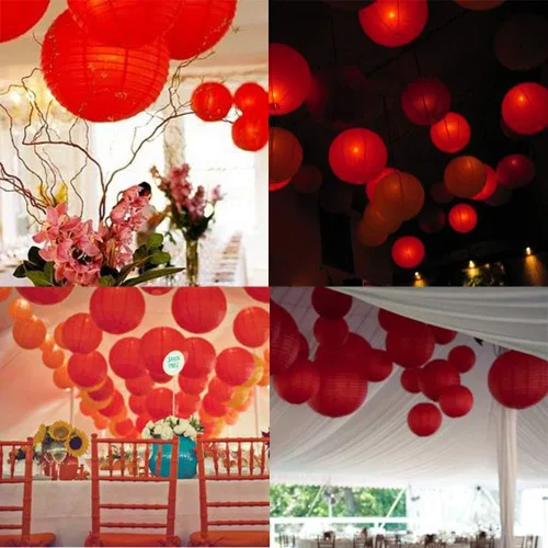 Vista 8 de Supla 28 linternas decorativas de papel rojo chino de 5 tamaños, faroles chinos japoneses colgantes, faroles redondos de fiesta para festivales