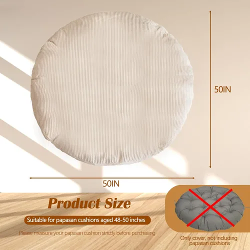 Vista 2 de Sqodok Papasan - Fundas de cojín de 50 pulgadas de tela de pana para interiores, lavables a máquina, con cremallera y correas