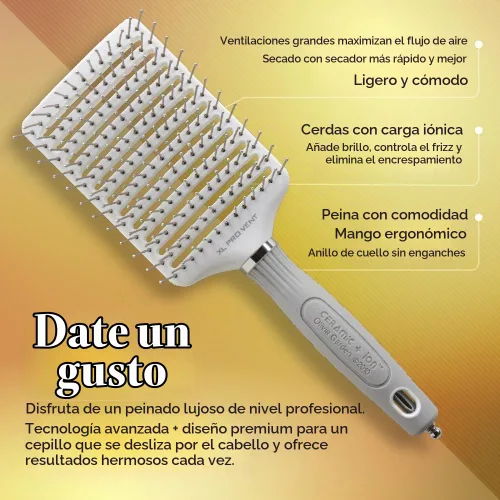 Vista 4 de Olivia Garden Cepillo de pelo Ceramic + Ion XL Pro Paddle Plateado