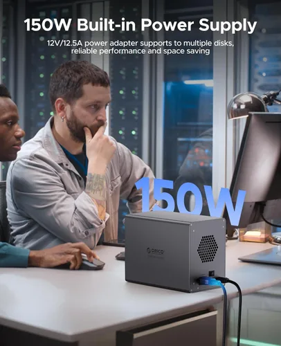 Vista 8 de ORICO Carcasa externa para disco duro de 5 bahías, compatible con Thunderbolt 3/4 solamente, interfaz de concentrador tipo C de hasta 40 Gbps