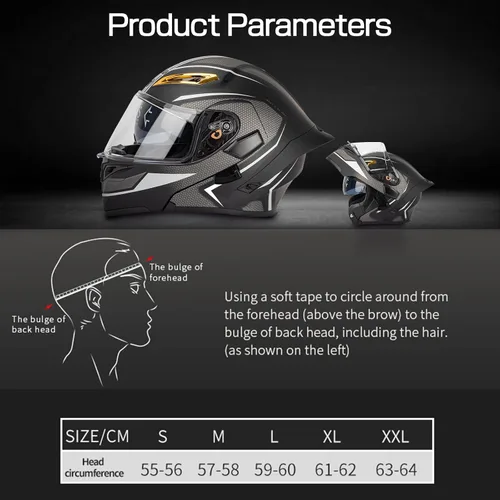 Vista 6 de Casco modular Bluetooth para motocicleta, certificado DOT, abatible, de cara completa, antivaho, doble máscara, casco de motocicleta de calle