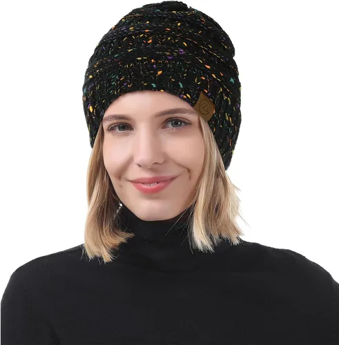 Vista 3 de American Trends Gorros de invierno para mujer, paquete de 4 gorros de punto grueso y holgado