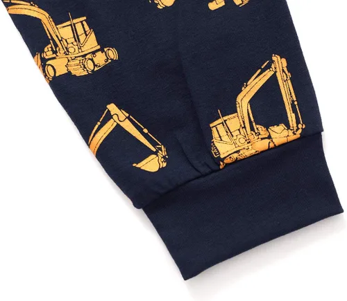 Vista 6 de Little Hand Pijamas de algodón para niños pequeños, conjunto de pijamas de manga larga para excavadora
