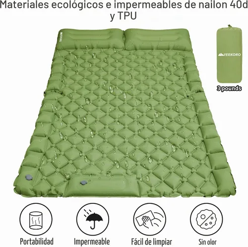 Vista 5 de Colchón inflable de aire para automóvil, colchón de aire SUV para viajes, campamento, cama de campamento ultraligera con almohada y bomba de pie