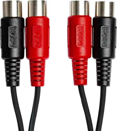 Vista 4 de Hosa Cable MID-202 Dual MIDI, doble DIN de 5 pines a la misma, 6.6 pies