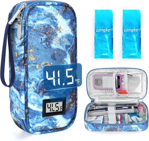 Vista 13 de YOUSHARES Estuche de viaje para enfriador de insulina, aprobado por la TSA para medicamentos diabéticos, bolsa de enfriamiento con pantalla