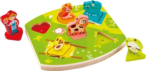 Vista 2 de Hape – Farmyard Sound Puzzle Game (10 pieza), multicolor, 5" x 2